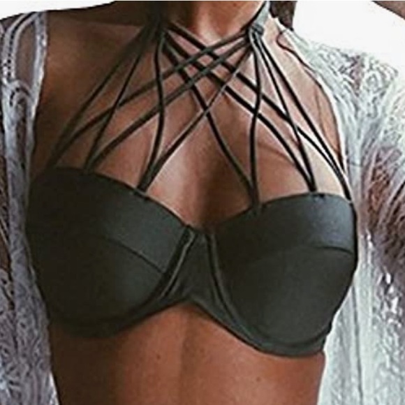 Dark Green High waisted Bikini - Picture 2 of 2